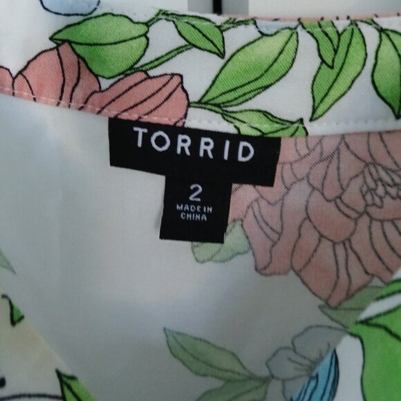 Torrid Babydoll Halter Tank Top Square Neck Challis Floral Print Multicolor- 2X - Picture 4 of 10